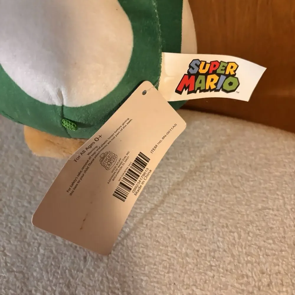 NEW Nintendo Super Mario Bros 1-Up Green Mushroom Power Up 6” Plush Stuffed Toy